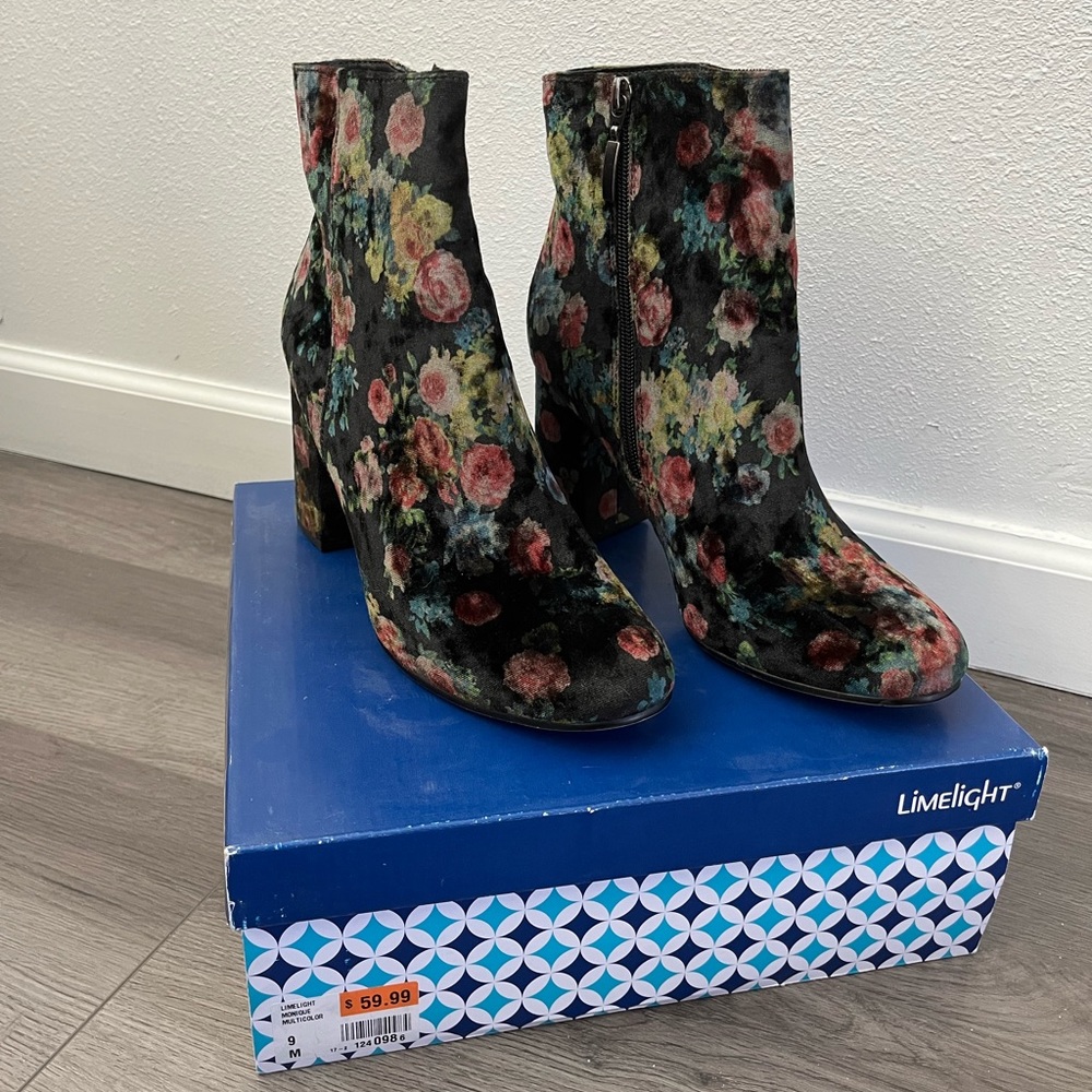 Limelight Floral Heeled Booties